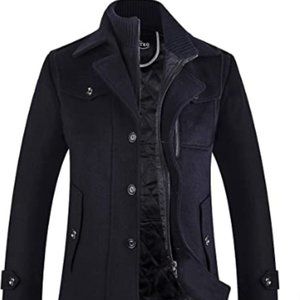 Men's Winter Military Wool Pea Coat Windbreaker